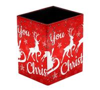 Pen Holder Square Pencil Holder for Desk, I Wish You Merry Christmas Pen Pot Pen Cup Makeup Brushes Holder Stand Display Desk Stationery Organiser for Home Office School