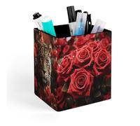 Pen HolderRed Rose And Tiger Red Rose,Pen Holder for Desk,Suitable for Offices, Schools, Homes, Children's Rooms, Anywhere Where Organized Daily Items Are Needed Office-desk-organizers Office-supplies