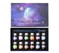 Pen & Ink Set, Pen Set for Beginners, Set Bright Colors Glass Dip Pen Set | Glass Pen Set Practical Supplies for Homeschooling