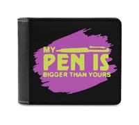 Pen is Bigger Than Yours Bifold Wallet PU Leather Slim Purse Pocket Wallet with Card Holder for Office Travel