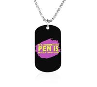 Pen Is Bigger Than Yours Men's Pendant Necklace for Women Customizable Jewelry Dog Tag Memorial Necklaces