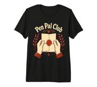 Pen Pal Club Snail Mail Hands Vintage Linocut Art Premium T-Shirt