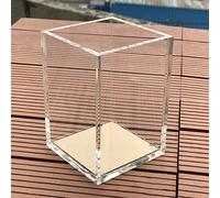 Pen Pencil Holder Cup Desktop Acrylic Stationery Makeup Brush Storage Organizer Caddy Box with Rose Gold Bottom for Desk Table/Office School Supplies/Home Bedroom