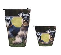 Pen Pouch Bag Adult Schnauzer Dogs Stationery Storage Bag Leather Standing Pencil Case Suitable Pencil Pouch for Gifts, Boys, Adults