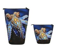 Pen Pouch Bag Blue Ringed Sea Animal Supplies Box Lightweight Standing Pencil Case with Compartments Pencil Pouch for Student, Office, School
