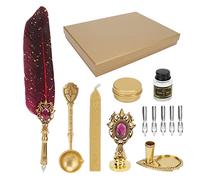 Pen Set, Quill Pen Gift Box, Retro British Style with Gold, Stainless Steel Nib, Dual Purpose Pen Holder for Calligraphy, Gothic Writing, Artistic Creation, Include (SP286906R + Diamond Rod