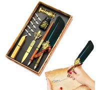 Pen Set - Quill Set, Diving Pen, Seal Stamp, Sealing Wax, Envelope Tool, Writing Supplies | Vintage Gift Set for Signatures, Journaling, Drawing, Letters, Creative Writing