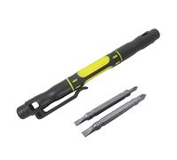 Pen Shape Pocket Mini Screwdriver with 4 Double End Bits Repair Tools Kit Flat Head Cross Head Screwdriver Tools Pen Screwdriver Set Multitool