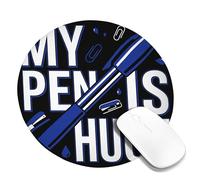 Pen Small Mouse Pad, Humorous Graphic Paperclip Stapler None Blue Round Rubber Non Slip Portable Travel Mousepad Decor for Home Office Work Gaming Desk Round 8x8 Inch