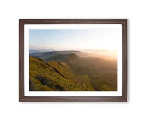 Pen Y Fan In The Brecon Beacons Wales Modern Art Framed Wall Art Print, Ready to Hang Picture for Living Room Bedroom Home Office Décor, Walnut A3 (46 x 34 cm)
