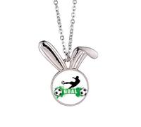 Penalty kick Soccer Football Sports Text Rabbit Necklace Pendant Bunny Animal Jewelry Gift