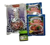 Penang Asam Laksa Bundle [Pack of 4 Items: Dried Thick Laksa Noodles, Hola Asam Laksa Paste x 2 and Prawn Paste/Petis Udang/Haeh Kor]