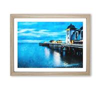 Penarth Pier Pavilion In Wales Painting Modern Art Framed Print | A2 Oak Framed Wall Art | Ready to Hang | Modern Historical Picture | Living Room Bedroom Lounge Office
