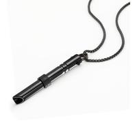 Pence & Moon Collective 1 Pcs Breathing Necklace, Adjustable Quit Go Inhaler, Anxiety Relief Whistle Necklace for Meditation, Calm & Focus (Black)