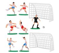 Pence & Moon Collective 10 Pcs Football Cake Toppers, Football Cake Decorations Set with 7 Footballers and 2 Nets, Personalized Cupcake & Cake Accessories for Men & Kids(colourful)