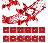 Pence & Moon Collective 12 Pcs Red Foil Garland Christmas Ceiling Decorations Indoor, Xmas Swirls Hanging Ceiling Christmas Decorations Garlands, 9Ft Xmas New Year Party Supplies