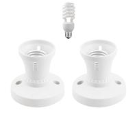 Pence & Moon Collective 2 Pack E27 Lamp Base Socket Converter, Lamp Holder with Edison Screw Fitting, for Pendant LED Bulbs, E27 Ceiling Rose(Straight Socket)