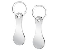 Pence & Moon Collective 2 Pcs Shopping Trolley Token with Key Ring, Stainless Steel Trolley Coin Removable Trolley Key
