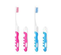 Pence & Moon Collective 2 Pcs Travel Toothbrush, Portable Soft, Small Foldable Travel Toothbrush Set for Camping Hiking(Pink + Blue)