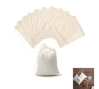 Pence & Moon Collective 50 Pack Cotton Muslin Bags with Drawstring, 8 * 10cm 100% Cotton Reusable Mesh Bags for Cooking, Soup, Tea Coffee Filter, Spice Storage