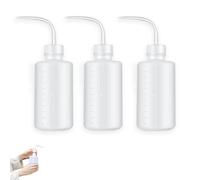 Pence & Moon Collective Squeeze Bottle with nozzles, 3 Pack 250ml Safety Wash Bottle with Narrow Mouth, Plastic Economy Natural Squeeze Condiment Water Bottle Caps for Lab Plant