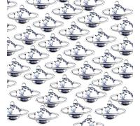 PENCHEAK 100Pieces Antique Silver Saturns Planet Pendants Attractive Saturns Pendant Charm For Stylish Handmade Jewelry Projects Jewelry Making