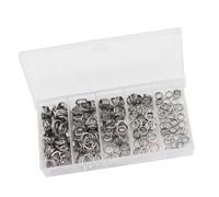 PENCHEAK 200Pcs 5 Size Fishing Split Rings Set for Connecting Lures & Hook, Stainless Split Rings Line Connector Flattened Lures Connectors