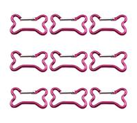 PENCHEAK 9Pcs Bone Shaped Spring Clip Metal Keychains, Rose color