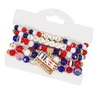PENCHEAK Artificial Crystal Charm Adjustable Handmade Wrist Jewelry Beaded For Any Occasion Independence Day Wrist Jewelry