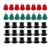 PENCHEAK Assorted Miniature Santa And Top Hats Festival Collection Miniature Santa Top Hats For Dolls Christmas Tiny Doll Hat Ornament