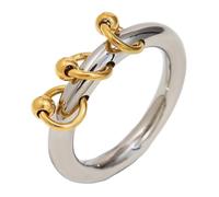 PENCHEAK Fashion Forward Stainless Steel Double Color Rings Waterproof Design Lightweight Comfort Size 7 Finger Jewelry Women's Resistant Statement