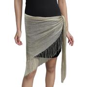 PENCHEAK Glittering Sarong Wrap Beach Covering Up For Women Lightweight Polyester Scarf With Tassels Trim For Poolside Or Evening Outings Women's Evening Stole With
