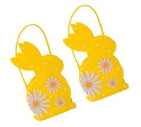 PENCHEAK Pack Of 2 Easter Rabbits Candy And Gift Bags Portable Eggs Hunt With Lovely Rabbits Designs For Snacks Treat Candy