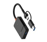 PENCHEAK Portable Multiple Card Reader OTGs Function For Laptops Phones Transfers Files Via USB Type C And USB A Connectors Travel Friendly Storage Accessory