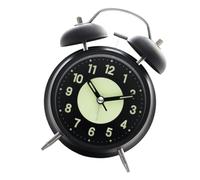 PENCHEAK Vintage Twin Bells Alarm Clock With Nightlight Loud Sound For Heavy Sleepers Green Fluorescent Dials Battery Operated Bedroom Decors