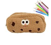 Pencil Bag - 21 x 13 cm Large Capacity Pencil Bag | Portable, Charming Biscuit Shape, Self-Adhesive Clear Bag, Pen, Pecils, Markers, Stationery Supplies, Biscuit Shape, Cartoon Pen Bag, Light brown