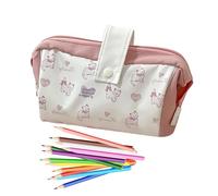 Pencil Bag | Cute Pencil Case Organizer - Ruler Organizer Zipper Closure Stationery Container for Journaling Commuting Marking Travel Painting Note-Taking