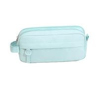 Pencil Bag,Double Layer Stationery Bag with Carrying Handle - Oxford Large Pencil Pouch - for Kids Teens Boys Women Men School College Classroom Travel, Lake Blue, Refer to description, Unisex