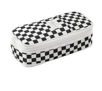 Pencil Bag: Expandable Double Zipper Pouch, Stationery Storage Box Organizer | Large Capacity School Supply Container, Great for Office Tools, B, Black and White, Consulte la descripción, See