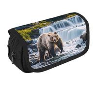 Pencil Bag Grizzlies in River Falls Pencil Pouch Large Capacity Pen Box Double Zipper Storage Bag 2 Compartments Portable Multifunctional Bag Desk Organizer Pen Case