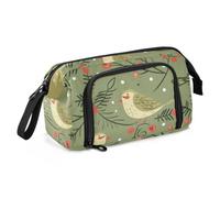 Pencil Bag Large Capacity Olive Green Playful Kea Holly Bird