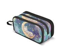 Pencil Bag Pencil Case Pen Holder Zipper Makeup Brush Cosmetic Pouch School Office Work Travel Playful Space Kitty Moon