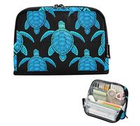 Pencil Bag Storage Blue Sea Turtles Black Big Pencil Pouch Zipper Pencils Case Cute Pen Marker Bag for Girls Aesthetic Kids Stationery Back to School Supply