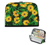 Pencil Bag Storage Vibrant Orange Daisy Green Leaves Pencil Case Zipper Pencils Pouch Teen Girls Pen Pouch Boy Prints Kids Back to School Supplies Organizer