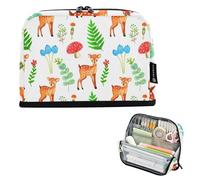 Pencil Bag Storage Woodland Cute Deer White Large Pencil Pouches Zipper Case Cute Pen Pouch for Girls Travel College Preppy School Office Supplies