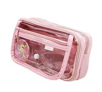 Pencil Bag Transparent and Minimalist Flip Pen Pouch Personalized Pencil Case for Elementary School Students Multifunction Makeup Bag Pen Pouch(Rose)