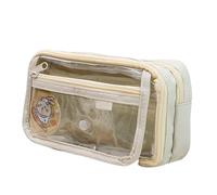 Pencil Bag Transparent and Minimalist Flip Pen Pouch Personalized Pencil Case for Elementary School Students Multifunction Makeup Bag Pen Pouch(Beige)