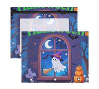 Pencil Bags 3-Holes Pen Holder Case for 3 Rings Binder 2 Pack Students Home The White of Halloween