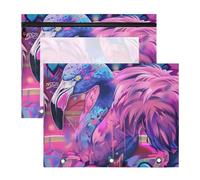 Pencil Bags Clear Pocket Folders for A4 Paper Letter 2 Pack Teacher Back to School Blue Flamingo