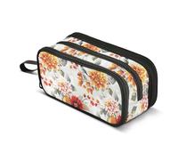 Pencil Bags Large Capacity Zippered Pencil Case Multifunctional Extra Large Pencil Case for Kids Preppy School fall Flowers Dahlia Cherry birds Silver